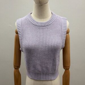 H&M Lilac Knit Sweater Vest Size S Cropped Sleeveless Pullover Top